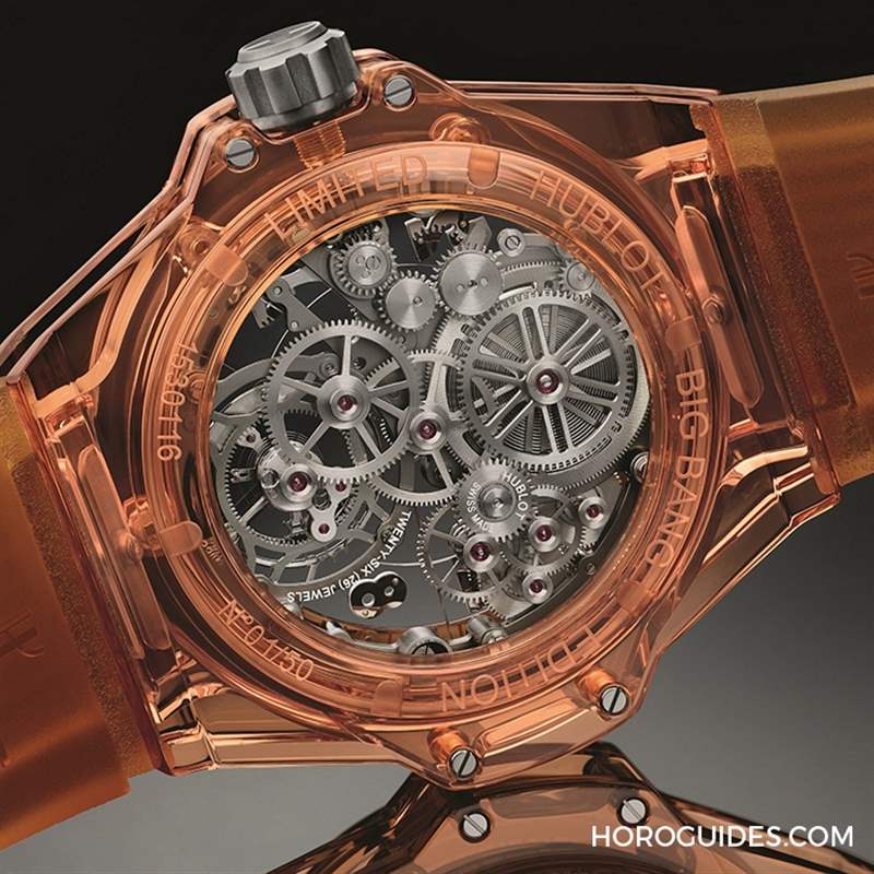 2021 LVMH鐘表周速報|HUBLOT冰橙藍寶石陀飛輪自動上鏈腕表、陶瓷鏈帶計時碼表-復刻表