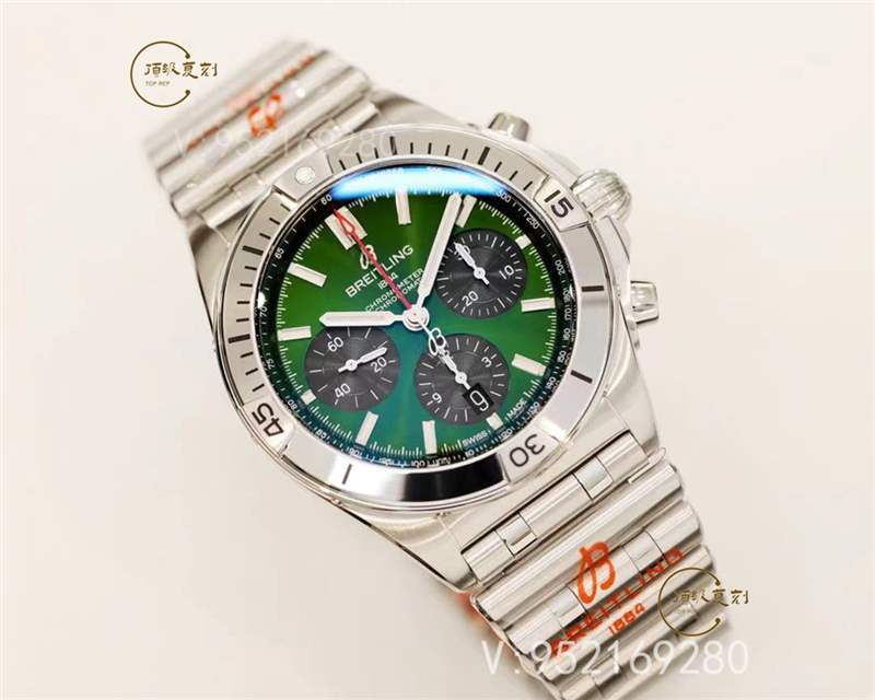 GF廠百年靈機械計時鋼王B01系列賓利綠盤復刻表做工評測-復刻表