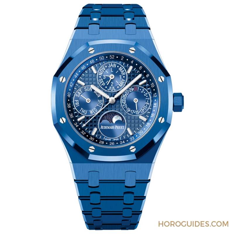 愛彼第一只藍色陶瓷表！皇家橡樹萬年歷藍色陶瓷鏈帶腕表-復(fù)刻表