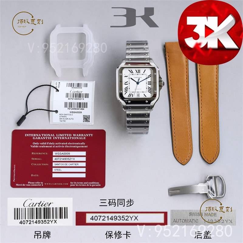 3K廠卡地亞山度士對比正品怎么樣,比V6廠、BV廠、GF廠更值得入手嗎-復刻表