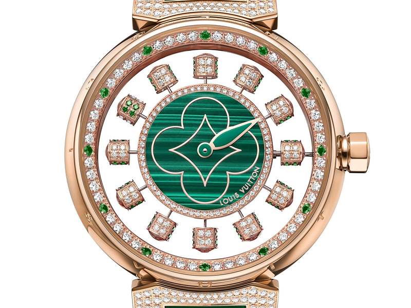 Louis Vuitton推出寶石表盤版Tambour Spin Time Air腕表：孔雀石，綠松石，寶石懸空表盤-復刻表